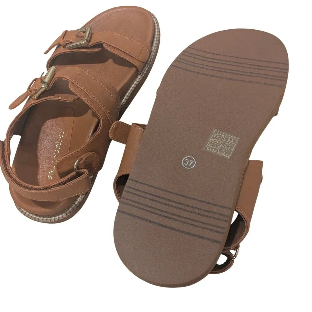 Women’s Tan Buckle Sandals